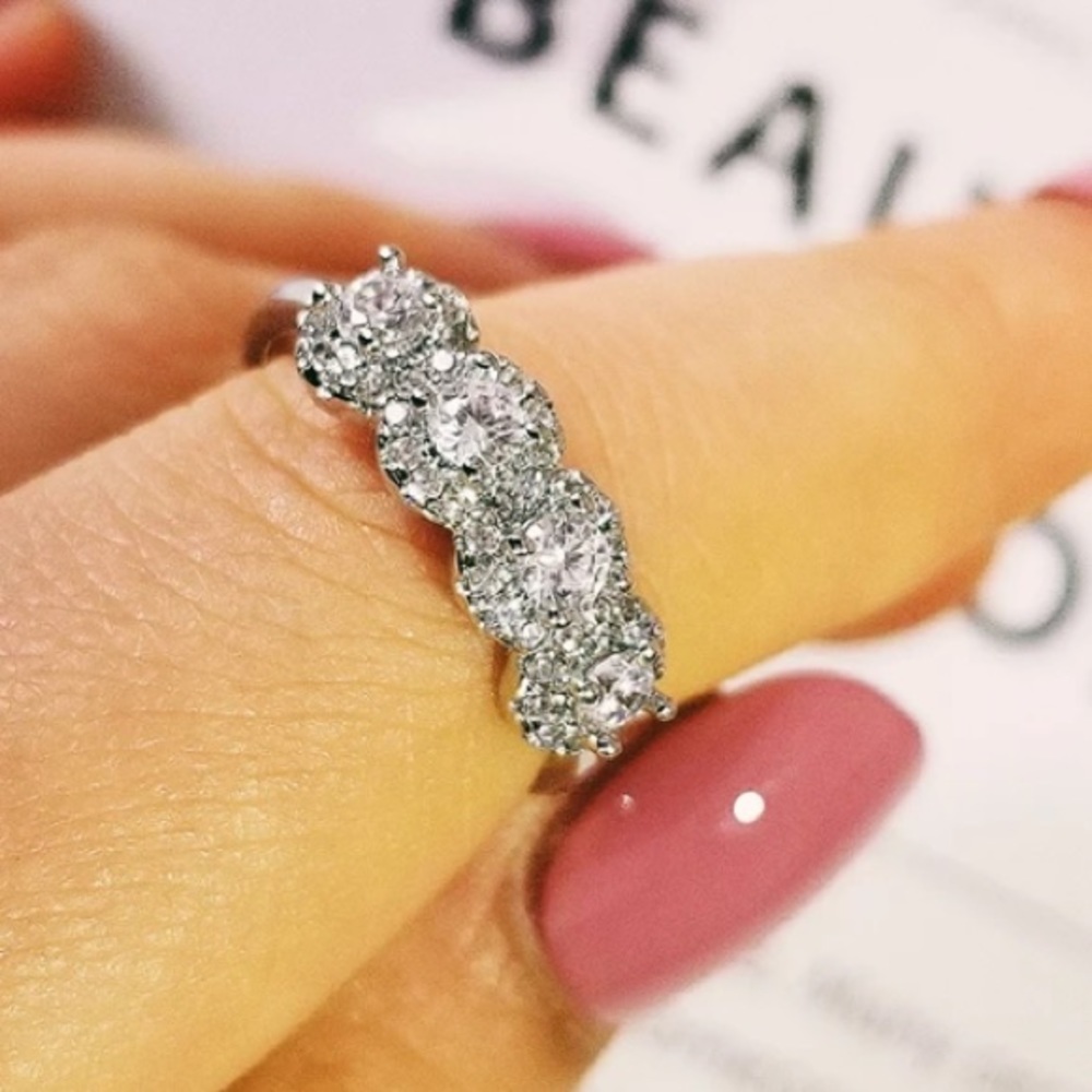 Sterling silver diamond eternity band ring - Picture 2 of 5